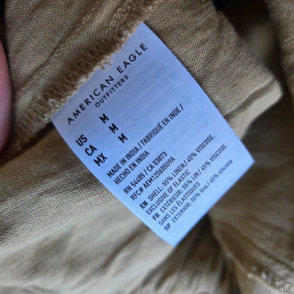 NWT AMERICAN EAGLE TAN LINEN BLEND BUTTONED JUMPSUIT SIZE M - Picture 11 of 16